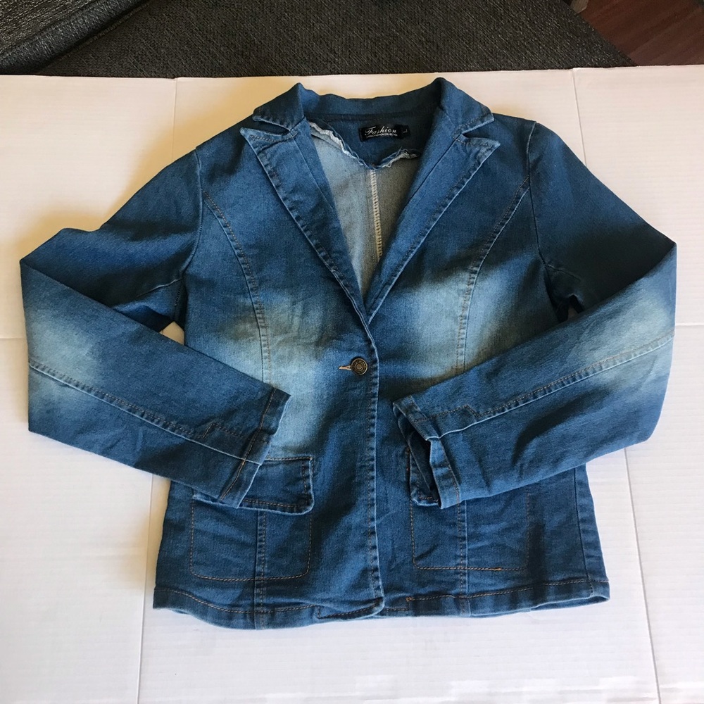 WOMEN’S JEANS BLAZERS SLIM DENIM JACKET FULL SLEEVE SIZE LARGE
